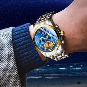 Watch Men Oruss Quartz,Luminous, Calendar & Elegant Stainless Steel Watch